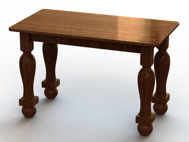 Wooden Rectangular Antique Table 3D Модель .c4d .max .obj .3ds .fbx .stl .blend 
