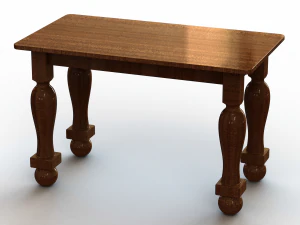 Wooden Rectangular Antique Table 3D Model