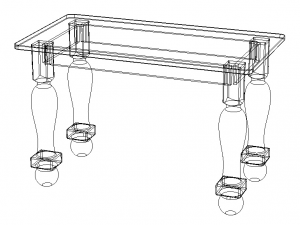 Wooden Rectangular Antique Table 3D Модель