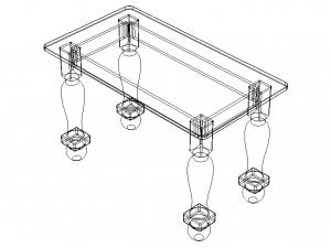 Wooden Rectangular Antique Table 3D Модель