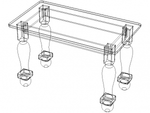 Wooden Rectangular Antique Table 3D Модель