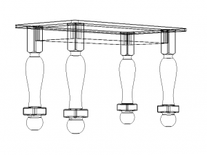 Wooden Rectangular Antique Table 3D Модель