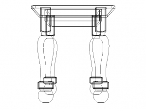 Wooden Rectangular Antique Table 3D Модель