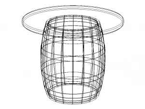 Wooden Barrel Table 3D Model