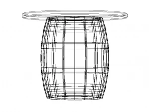 Wooden Barrel Table 3D Model