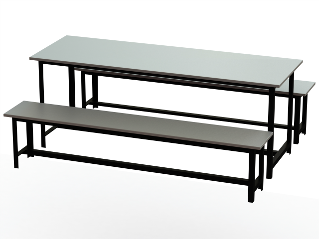Canteen Steel Table 3D Model .c4d .max .obj .3ds .fbx .stl .blend 