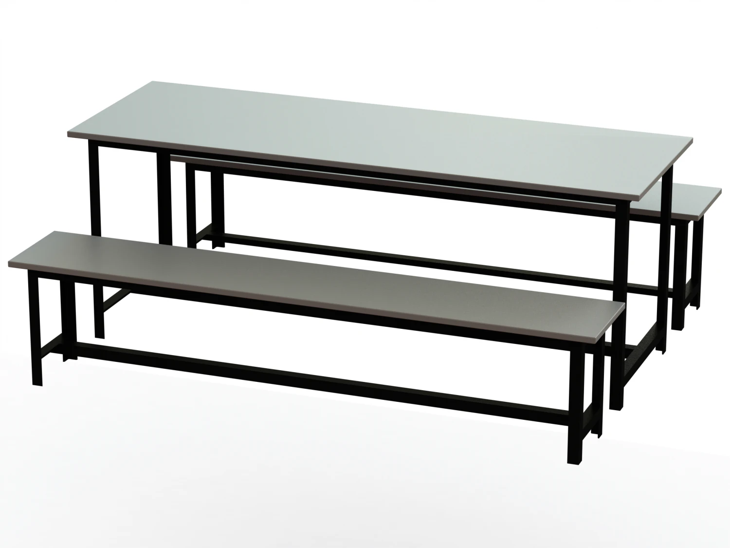 Canteen Steel Table 3D Model .c4d .max .obj .3ds .fbx .stl .blend 