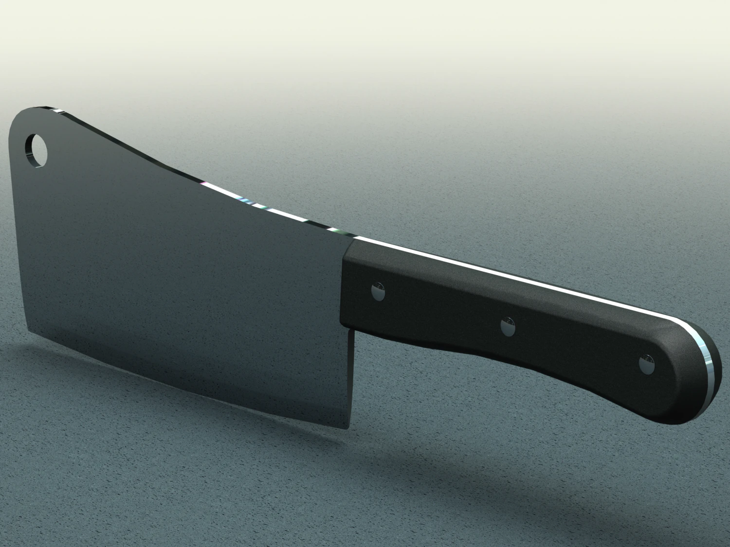 Meat Cleaver Knife with Plastic Handle 3D Model .c4d .max .obj .3ds .fbx .stl .blend