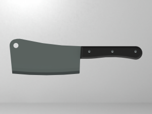 Meat Cleaver Knife with Plastic Handle 3D Model