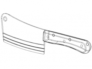 Meat Cleaver Knife with Plastic Handle 3D Model