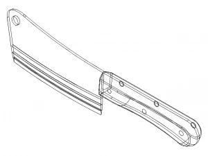 Meat Cleaver Knife with Plastic Handle 3D Model