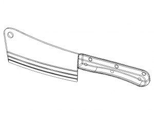 Meat Cleaver Knife with Plastic Handle 3D Model