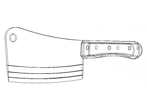 Meat Cleaver Knife with Plastic Handle 3D Model