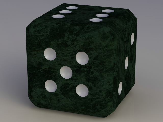 Green Marbleized Dice With White Pips 2in 3D Model .c4d .max .obj .3ds .fbx .stl .blend 