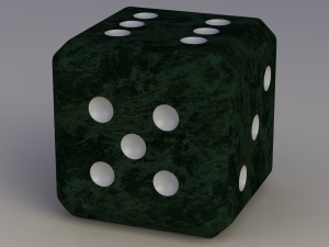 Green Marbleized Dice With White Pips 2in 3D मॉडल