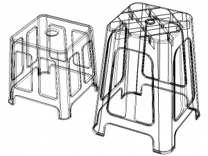 Blue Plastic Stool Modelo 3D