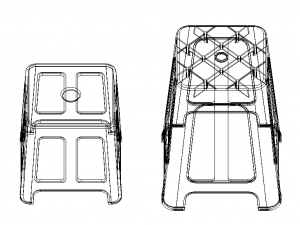 Blue Plastic Stool Modelo 3D