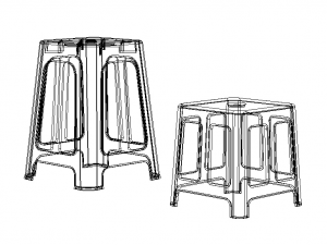 Blue Plastic Stool Modelo 3D