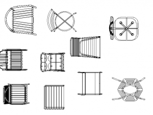Steel Teak Garden Chair Collection 3D Model