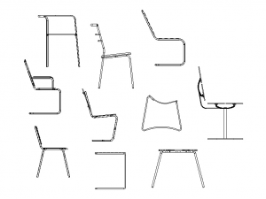 Steel Teak Garden Chair Collection 3D Model