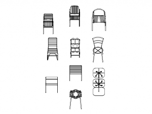 Steel Teak Garden Chair Collection 3D Model