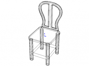 Teak Classic Backrest Dining Chair Model 3D