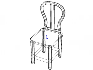 Teak Classic Backrest Dining Chair 3D Model