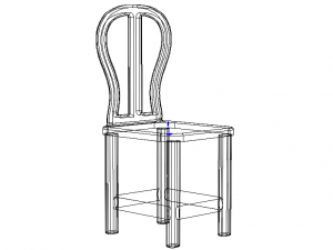Teak Classic Backrest Dining Chair Model 3D