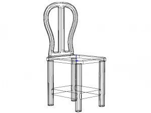 Teak Classic Backrest Dining Chair 3D Model