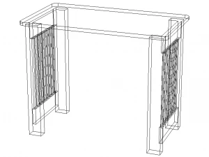 Solid Wood Writing Desk 3D Model