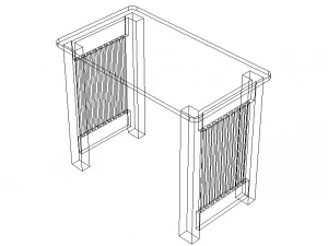 Solid Wood Writing Desk 3D Model