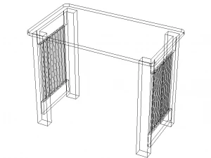Solid Wood Writing Desk 3D Model