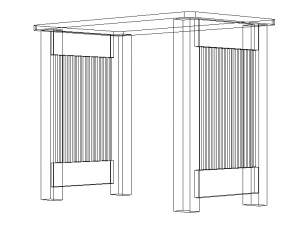 Solid Wood Writing Desk 3D-Modell