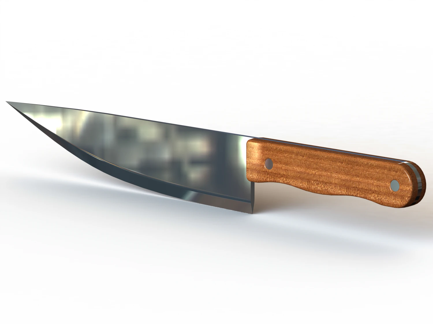 Stainless Steel 9 Inch Chef Knife 3D Model .c4d .max .obj .3ds .fbx .stl .blend