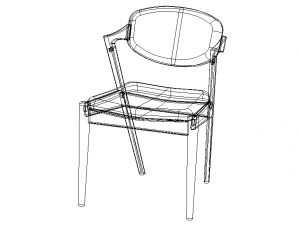 Flap Back Fabric Chair 3D Model