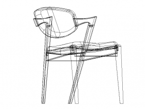 Flap Back Fabric Chair 3D Model