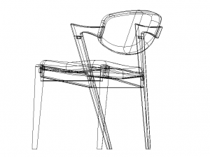 Flap Back Fabric Chair 3D Model