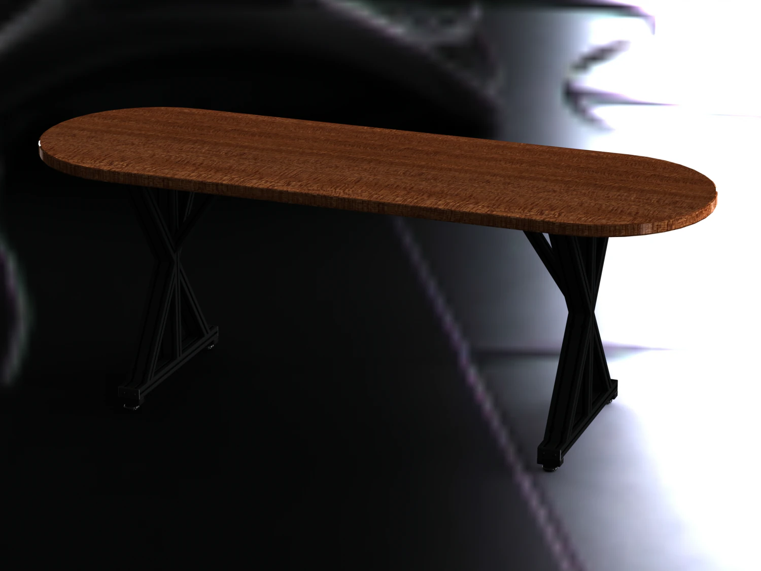 Aluminum X-Frame Table 3D Model .c4d .max .obj .3ds .fbx .stl .blend