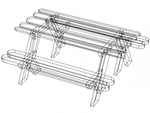 Outdoor Picnic Table 3D Model