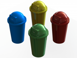 Plastic Trash Bin Set in Many Color 3D Model