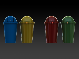 Plastic Trash Bin Set in Many Color 3D Model