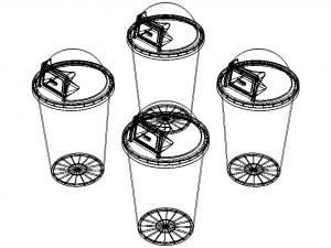 Plastic Trash Bin Set in Many Color 3D Model