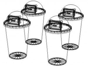 Plastic Trash Bin Set in Many Color 3D Model