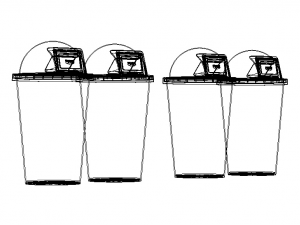 Plastic Trash Bin Set in Many Color 3D Model