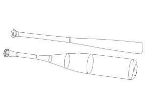 Wood Baseball Bat - 33 Inch Modelo 3D