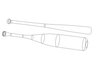 Wood Baseball Bat - 33 Inch 3D Model