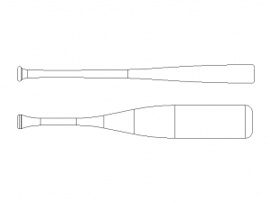 Wood Baseball Bat - 33 Inch Modelo 3D