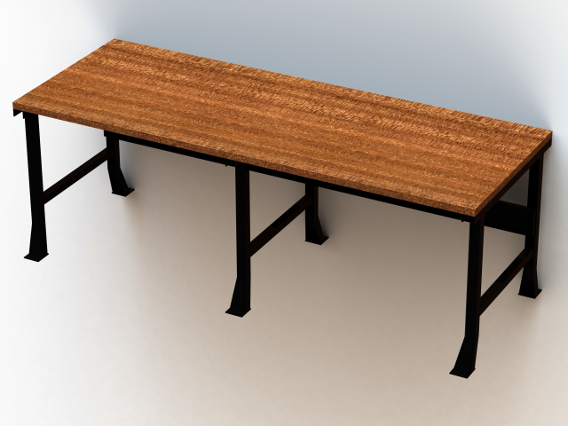 Steel Wood Bench 3D Model .c4d .max .obj .3ds .fbx .stl .blend 