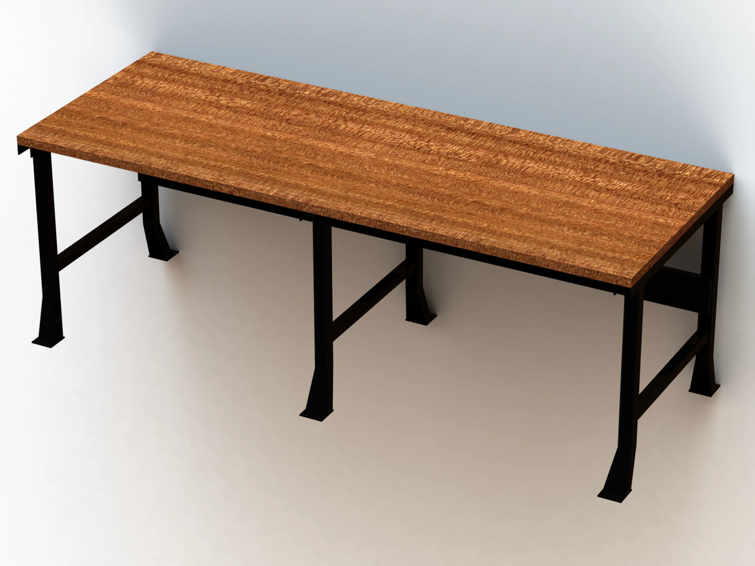 Steel Wood Bench 3D Model .c4d .max .obj .3ds .fbx .stl .blend 