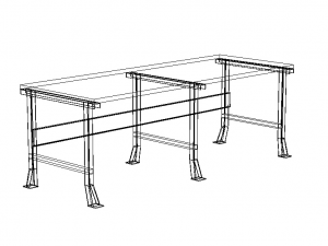 Steel Wood Bench 3D Model